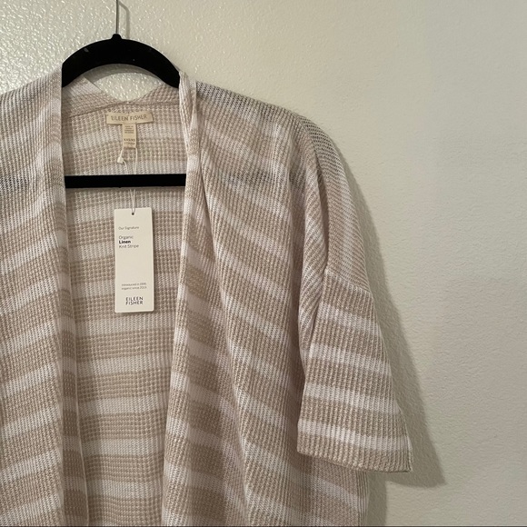 Eileen Fisher Striped Organic Linen Cardigan XS - Picture 2 of 10
